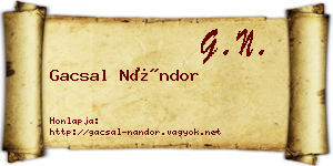 Gacsal Nándor névjegykártya